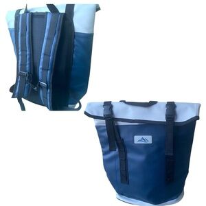 BACKPACK COOLER Blue Grey Roll-Top Velcro Closure Oversized New Without Tags